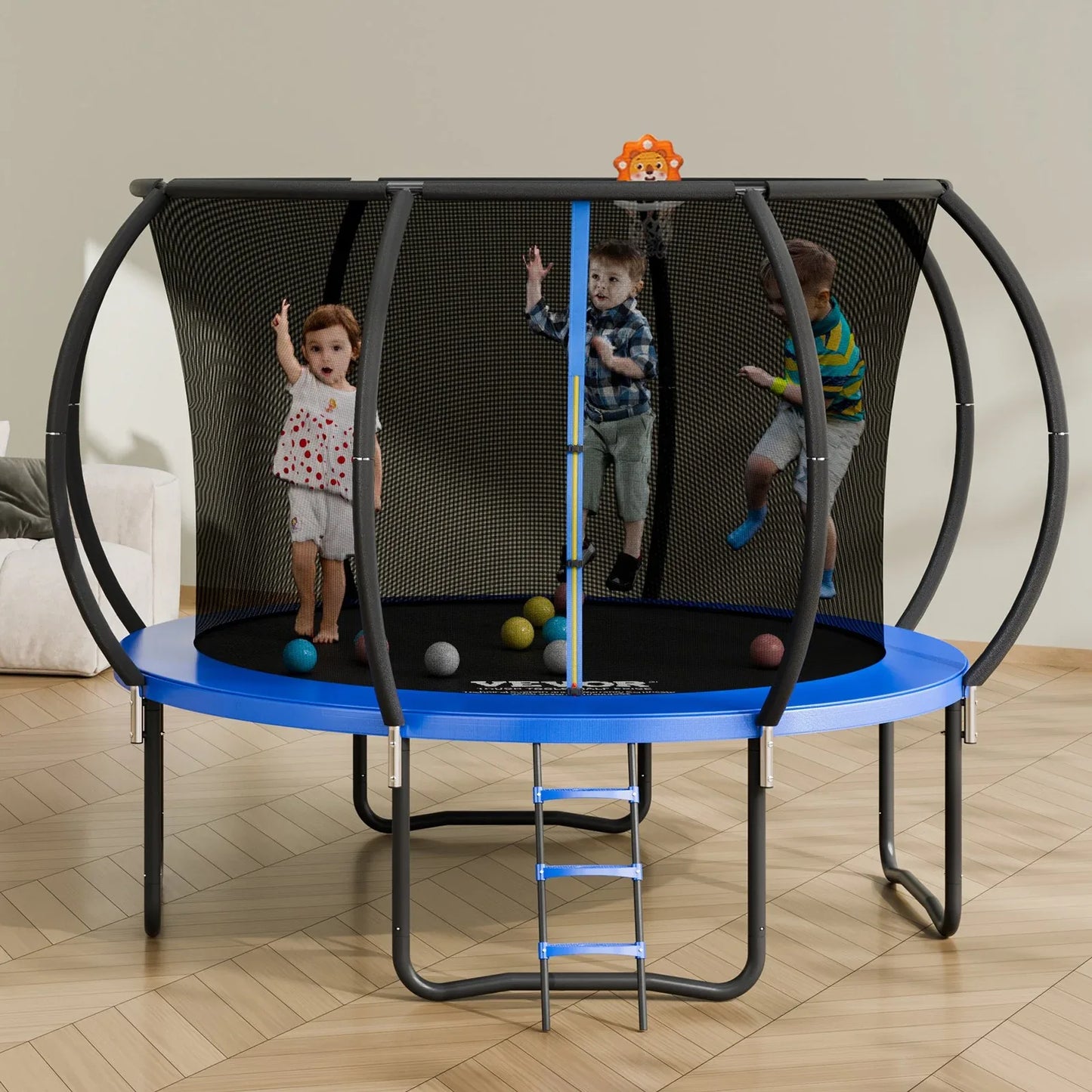 VEVOR 10FT Trampoline, 330 lbs Trampoline with Enclosure Net, Ladder, and Curved Pole, Heavy Duty Trampoline with Jumping Mat and Spring Cover Padding, Outdoor Recreational Trampolines for Kids Adults - Mekamart Australia