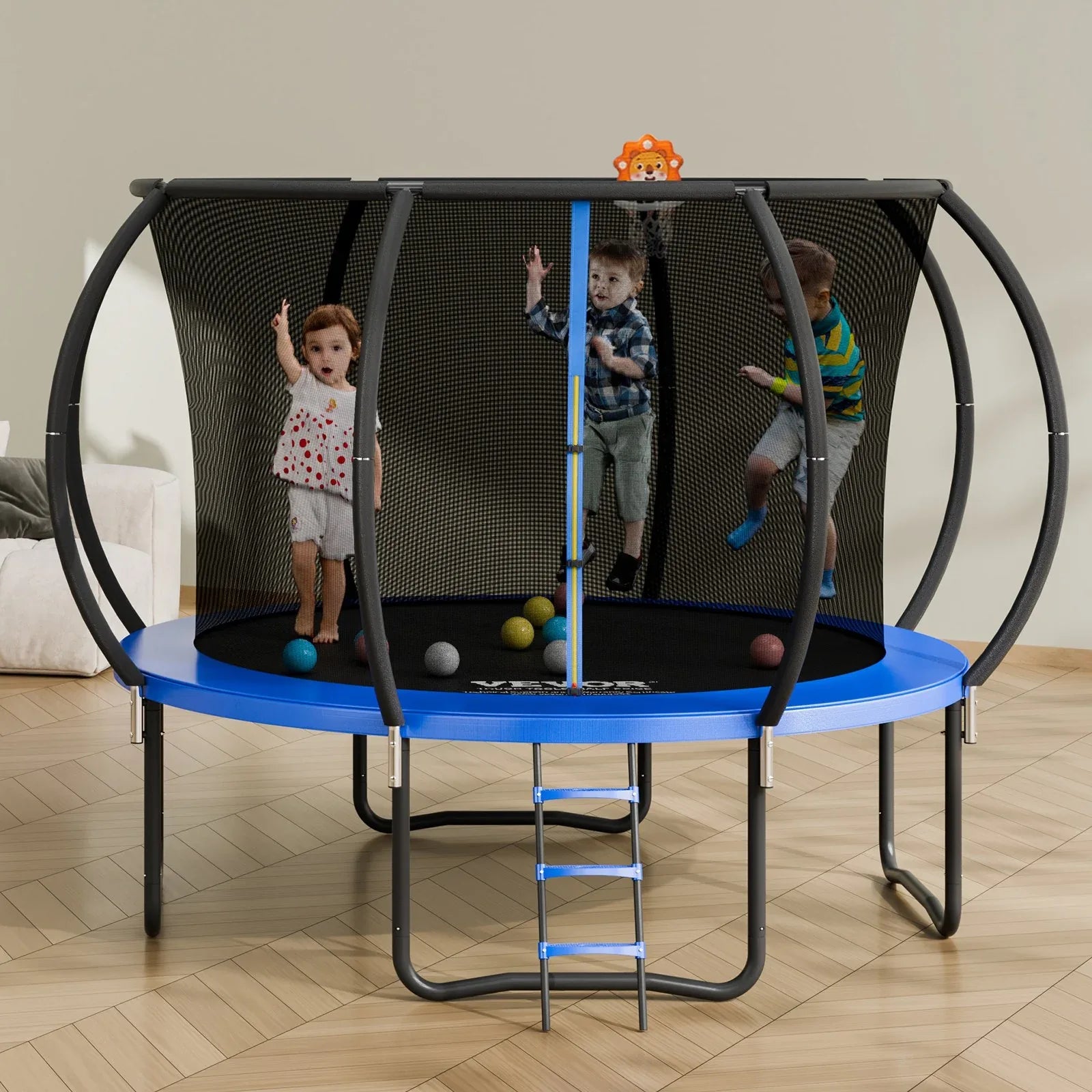 VEVOR 10FT Trampoline, 330 lbs Trampoline with Enclosure Net, Ladder, and Curved Pole, Heavy Duty Trampoline with Jumping Mat and Spring Cover Padding, Outdoor Recreational Trampolines for Kids Adults - Mekamart Australia