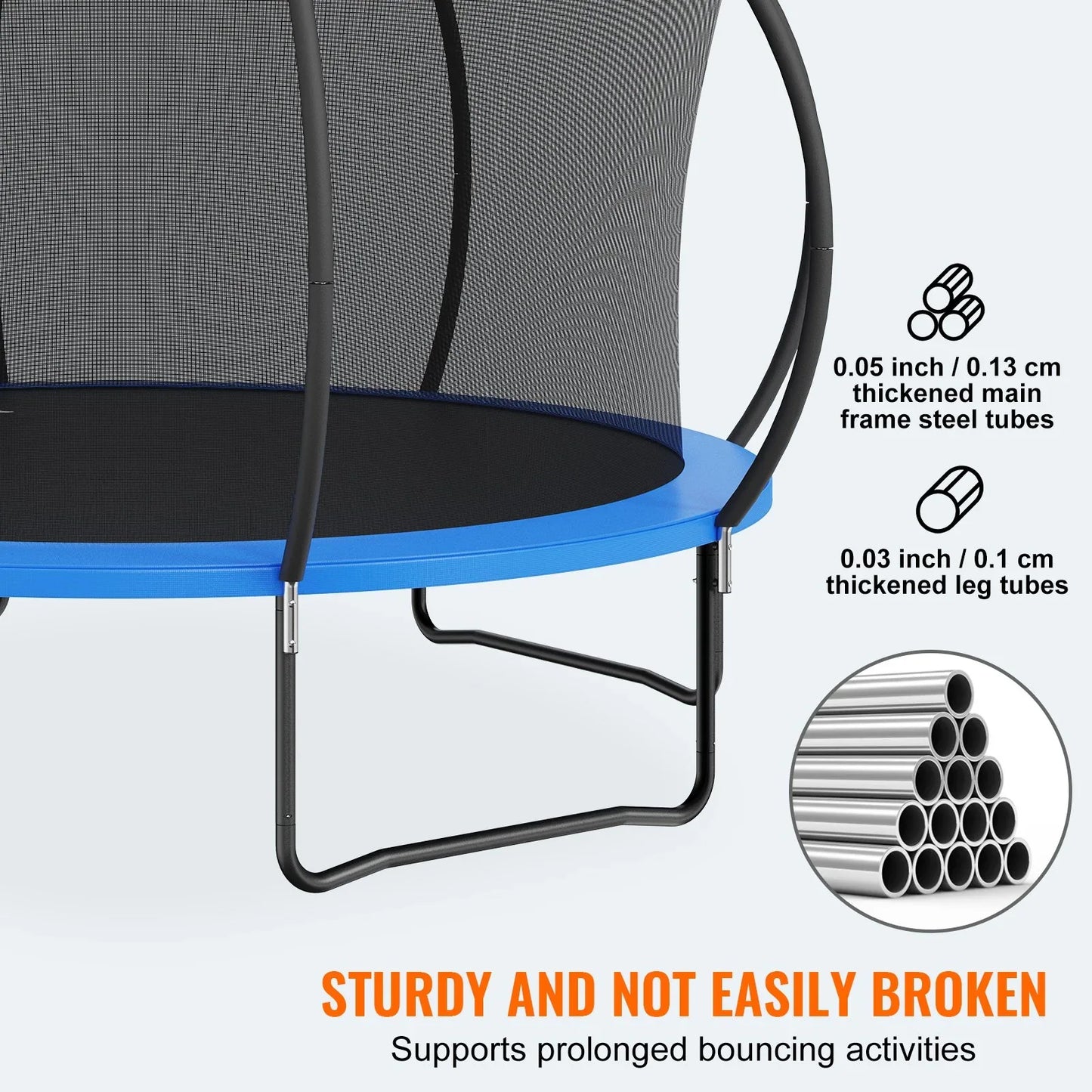 VEVOR 14FT Trampoline, 450 lbs Trampoline with Enclosure Net, Ladder, and Curved Pole, Heavy Duty Trampoline with Jumping Mat and Spring Cover Padding, Outdoor Recreational Trampolines for Kids Adults - Mekamart Australia
