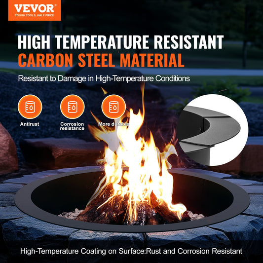 Fire Pit Ring, 40-Inch Outer/36-Inch Inner Diameter, 10inch Height 2.5mm Thick Fire Pit Insert, Heavy Duty Carbon Steel Liner DIY Campfire Ring above or In-Ground, for Outdoor Camping, Bonfires