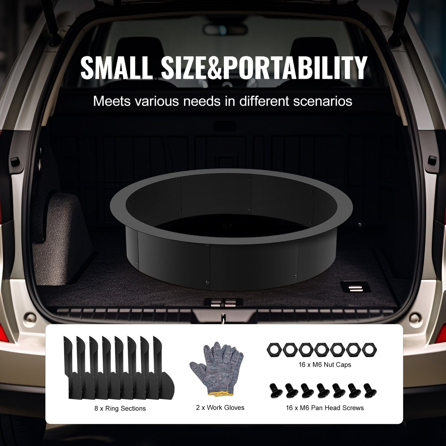 Fire Pit Ring, 40-Inch Outer/36-Inch Inner Diameter, 10inch Height 2.5mm Thick Fire Pit Insert, Heavy Duty Carbon Steel Liner DIY Campfire Ring above or In-Ground, for Outdoor Camping, Bonfires