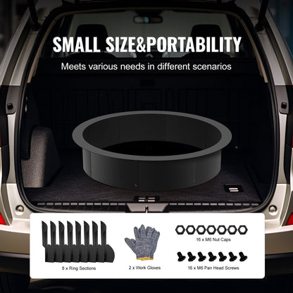 Fire Pit Ring, 40-Inch Outer/36-Inch Inner Diameter, 10inch Height 2.5mm Thick Fire Pit Insert, Heavy Duty Carbon Steel Liner DIY Campfire Ring above or In-Ground, for Outdoor Camping, Bonfires