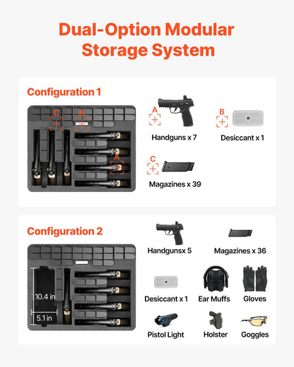 Hard Pistol Case, Heavy Duty Hard Gun Case with XPE Foam Lining, Waterproof Pistol Storage Box with Customizable Interior & Handle for Gun, Lenses, Camera, Gear, TSA Compliant, 491x434x211 mm