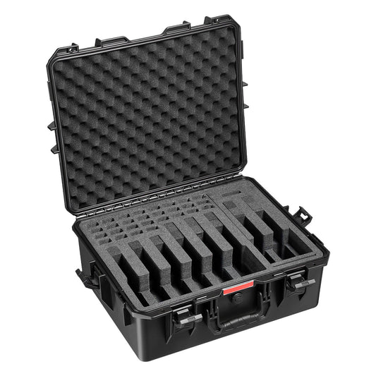 Hard Pistol Case, Heavy Duty Hard Gun Case with XPE Foam Lining, Waterproof Pistol Storage Box with Customizable Interior & Handle for Gun, Lenses, Camera, Gear, TSA Compliant, 556x455x225 mm