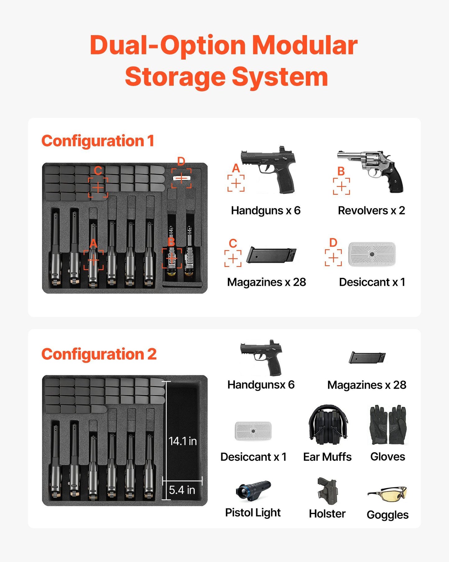 Hard Pistol Case, Heavy Duty Hard Gun Case with XPE Foam Lining, Waterproof Pistol Storage Box with Customizable Interior & Handle for Gun, Lenses, Camera, Gear, TSA Compliant, 556x455x225 mm