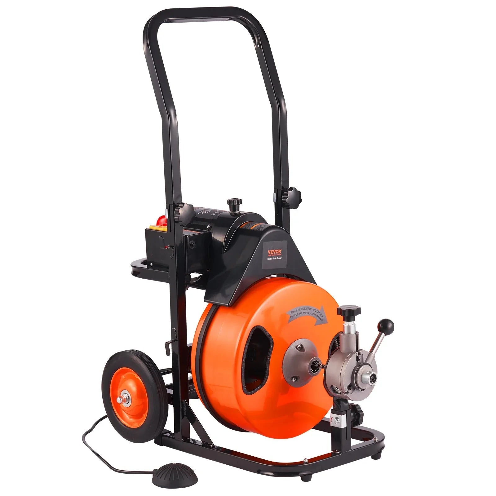 VEVOR Drain Cleaner Machine 75FT x 3/8Inch, Auto Feed Sewer Snake Auger with 4 Cutter & Air-activated Foot Switch for 2" to 4" Pipes - Mekamart Australia