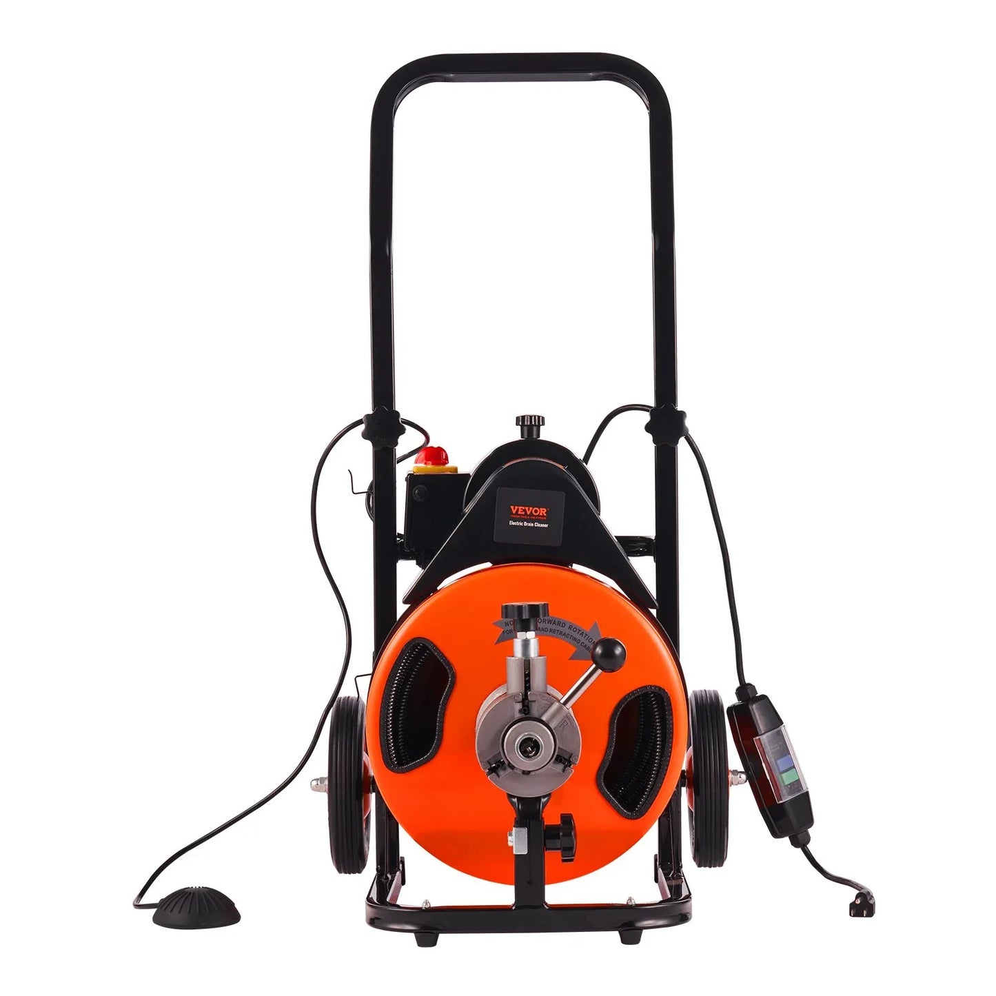 VEVOR Drain Cleaner Machine 75FT x 3/8Inch, Auto Feed Sewer Snake Auger with 4 Cutter & Air-activated Foot Switch for 2" to 4" Pipes - Mekamart Australia