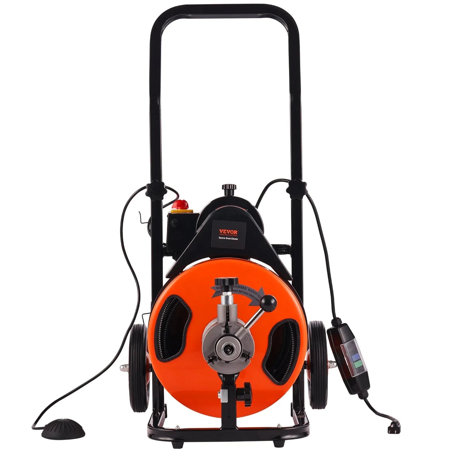 VEVOR Drain Cleaner Machine 75FT x 3/8Inch, Auto Feed Sewer Snake Auger with 4 Cutter & Air-activated Foot Switch for 2" to 4" Pipes - Mekamart Australia