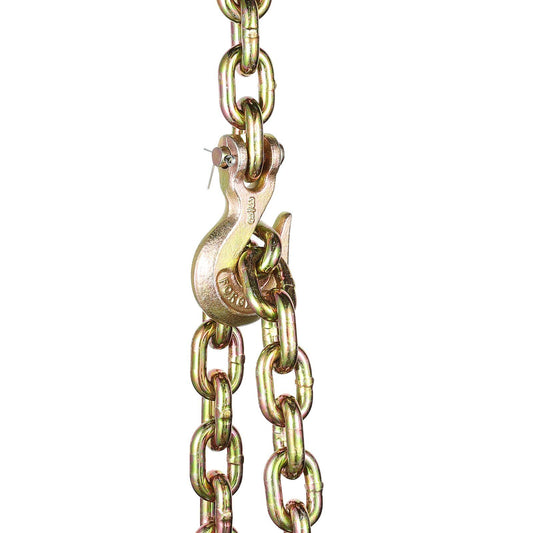 G80 Transport Binder Chain, 10 mm x 316 cm Tow Chain with Clevis Grab Hooks, 3.22T Safe Working Load, Heavy Duty Trailer Logging Chain for Transporting Towing Truck Tie Down Binding Equipment