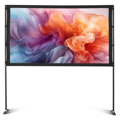 Projector Screen with Stand, 80 Inch 160° Wide Angle Indoor Outdoor Projection Screen, 16:9 4K HD Wrinkleless Portable Dual-Stand Screens with Carry Bag, for Movie Home Theater Presentation