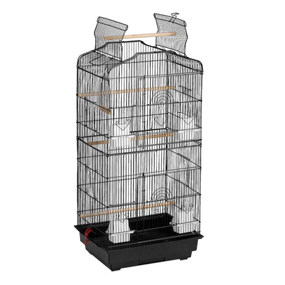 Large Bird Cage, 62 in, Open Top Parakeet Cage with Rolling Stand,  Steel Bird Flight Cage with Removable Tray, Budgie Birdcage with 4 Perches, Parrot Cage for Lovebirds Cockatiels Pet Toy