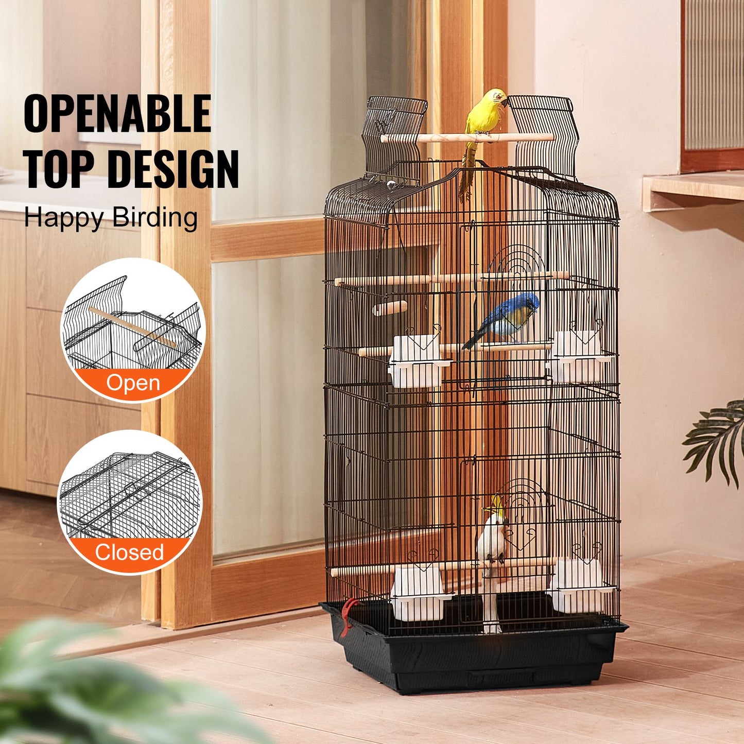 Bird Flight Cage 39 in Hanging Metal Parakeet Cage for Cockatiels Parrot
