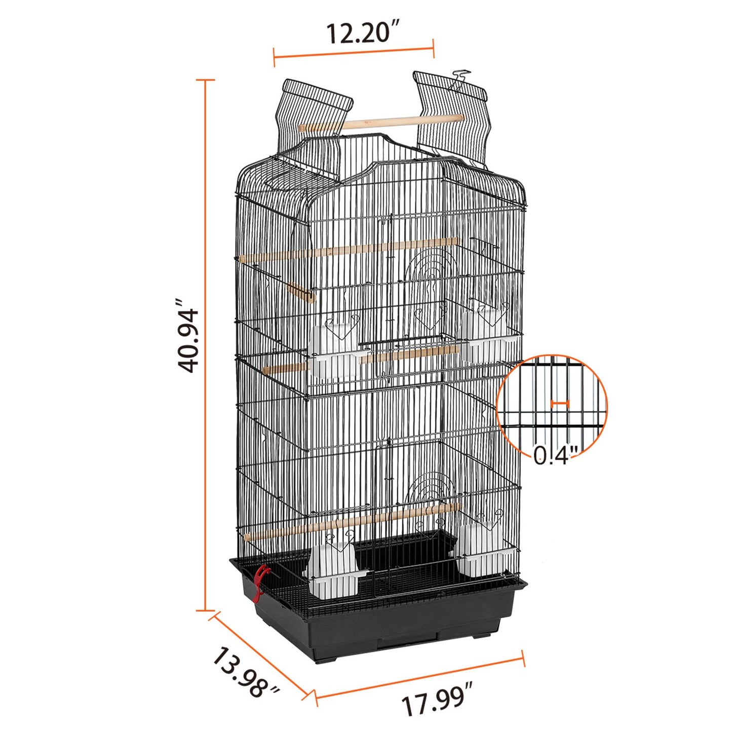 Bird Flight Cage 39 in Hanging Metal Parakeet Cage for Cockatiels Parrot