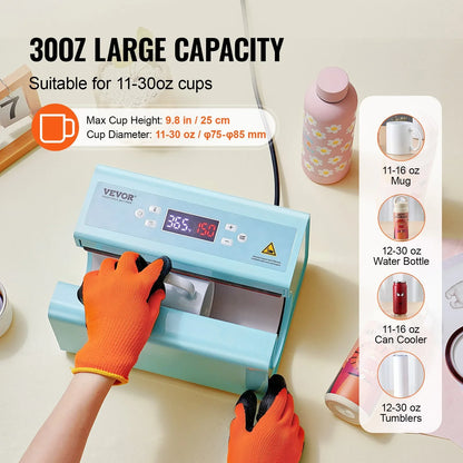 VEVOR Auto Tumbler Heat Press Machine 325-887 ml Sublimation Mug Heat Press Blue - Mekamart Australia