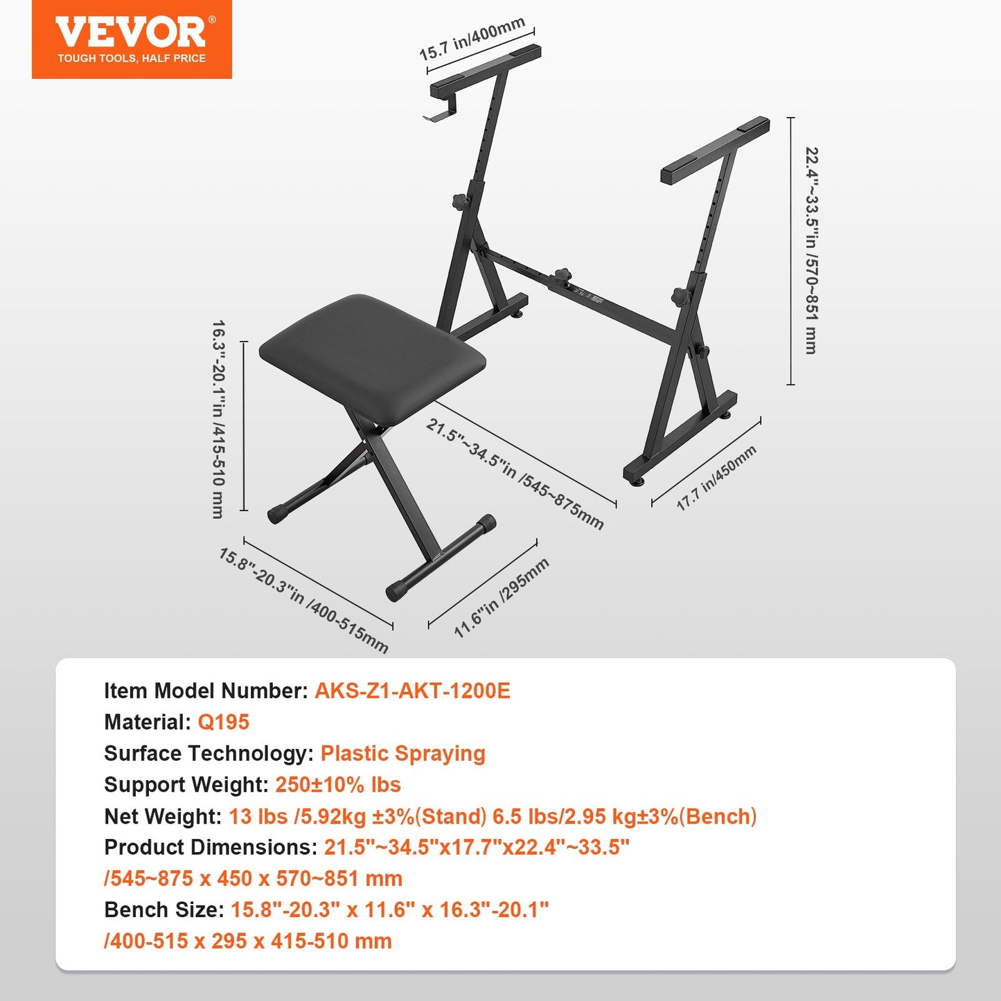 Piano Keyboard Stand and Bench Set, Z Style, Heavy-Duty Digital Piano Music Stand and Seat, 250 lbs Capacity with Adjustable Piano Bench Width Height Wheels, Fits for 54-88 Key Electric Pianos