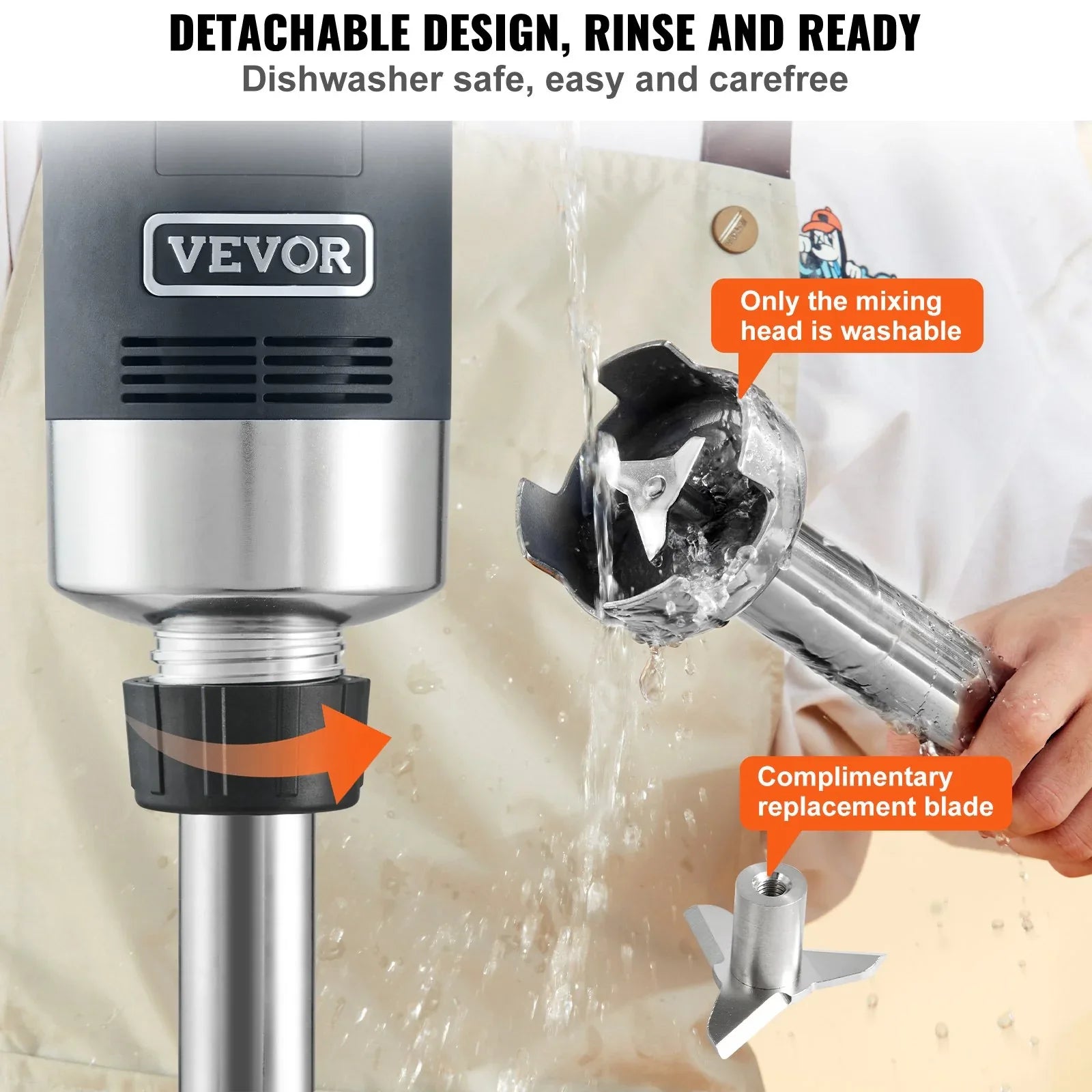 VEVOR Commercial Immersion Blender Heavy Duty Hand Mixer 750W Variable Speed - Mekamart Australia