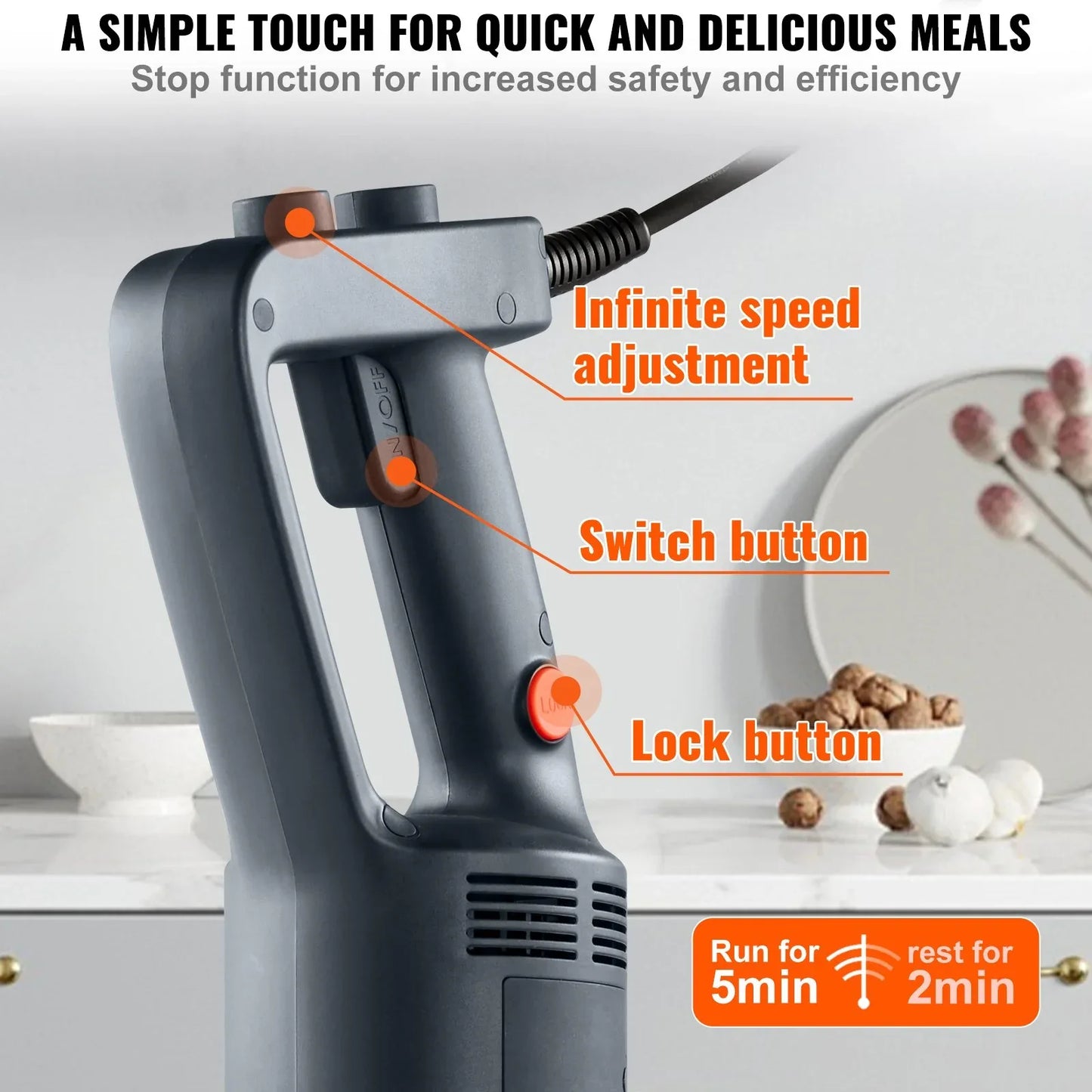 VEVOR Commercial Immersion Blender Heavy Duty Hand Mixer 750W Variable Speed - Mekamart Australia