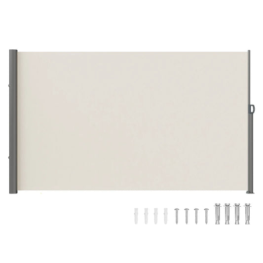 VEVOR Retractable Side Awning,160X300cm Aluminum Outdoor Privacy Screen, 280g Polyester Water-proof Retractable Patio Screen, UV 30+ Room Divider Wind Screen for Patio, Backyard, Balcony, Beige - Mekamart Australia