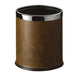 Round Leatherette Brown Room Bin - Mekamart Australia