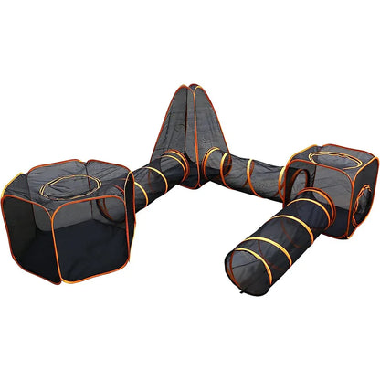 6 in1 Outdoor Portable Pet Cat Playpen Folding Pop Up Mesh Play Tent Tunnel House Enclosures Portable with Storage Bag for Indoor and Outdoor
