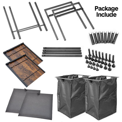 Laundry Hamper Basket Metal Laundry Organizer with MDF Shelf and 2 Waterproof Pull-Out Removable Dirty Clothes Bags for Laundry Room Bedroom Bathroom Dorm