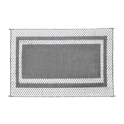 Large Outdoor Rug 275x365cm Weatherproof Plastic Weave Mat Washable Outside Solid Carpet Easy Care for Patio Deck Backyard Garden RV Camping Silver Grey