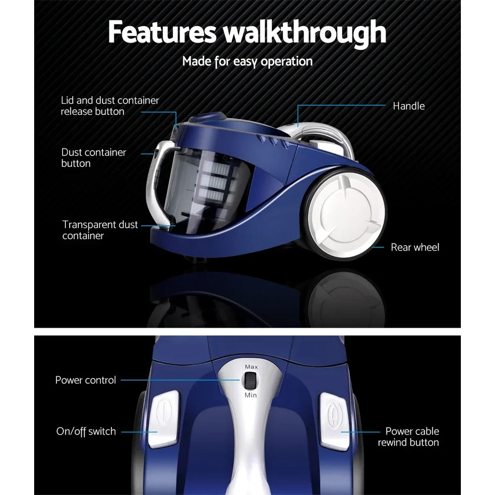 Devanti 2200W Bagless Vacuum Cleaner Blue - Mekamart Australia