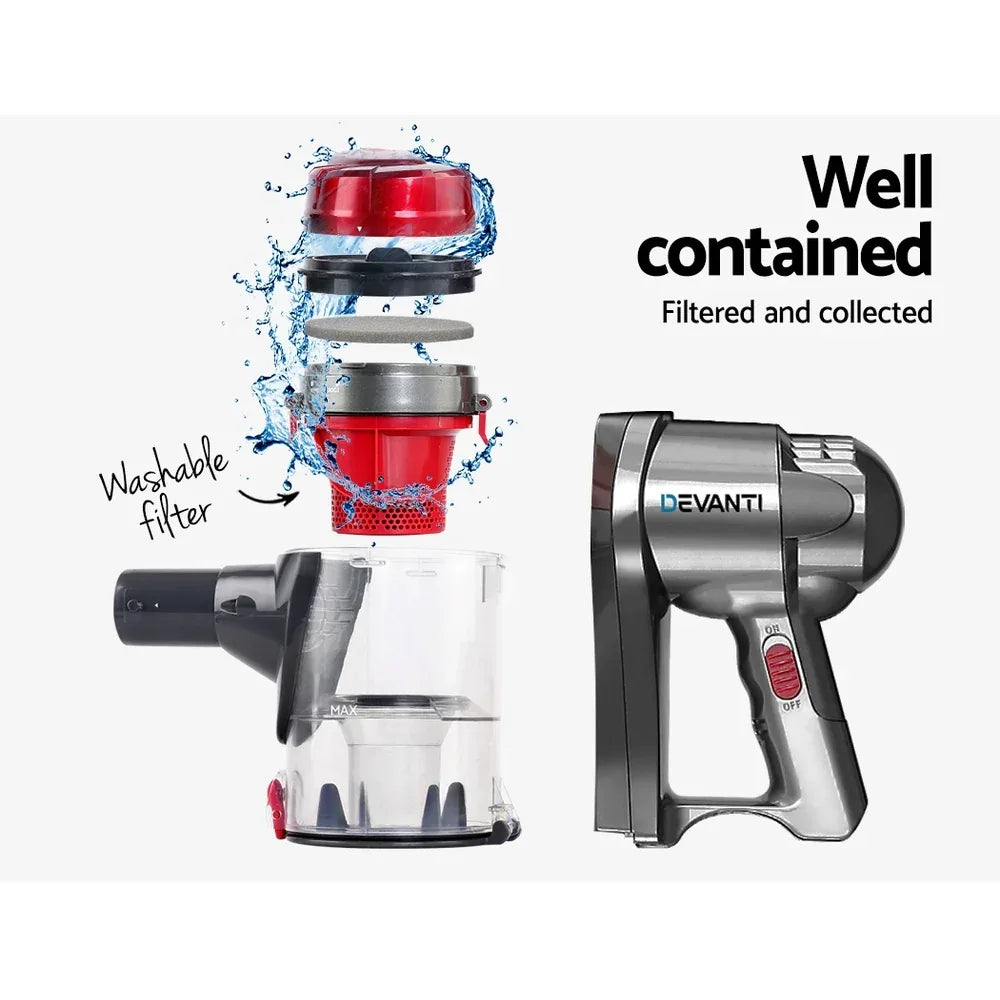 Devanti Stick Vacuum Cleaner Handheld Corded 450W Red - Mekamart Australia