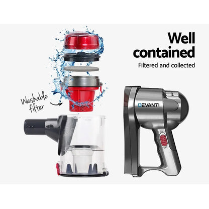 Devanti Stick Vacuum Cleaner Handheld Corded 450W Red - Mekamart Australia