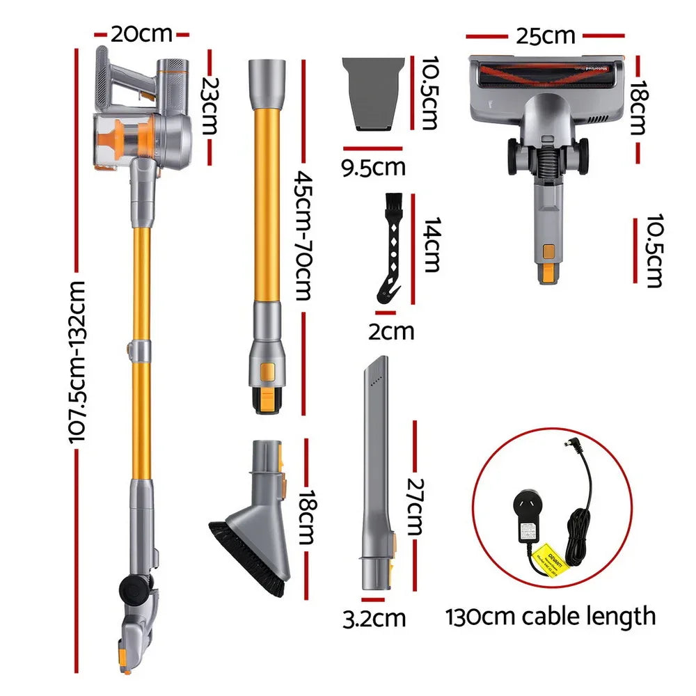 Devanti 300W Stick Vacuum Cleaner Cordless Self-Standing Golden - Mekamart Australia