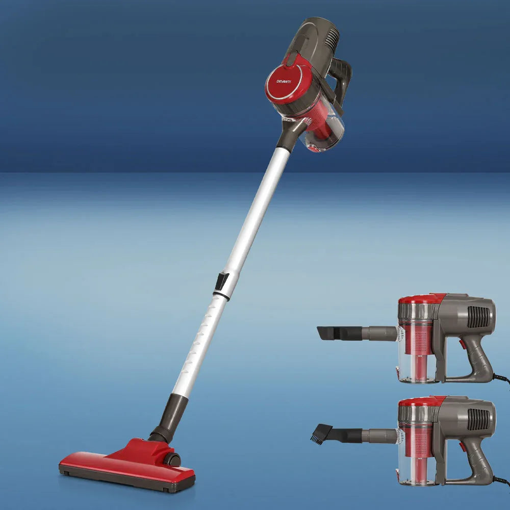 Devanti Stick Vacuum Cleaner Bagless Corded 500W Red - Mekamart Australia