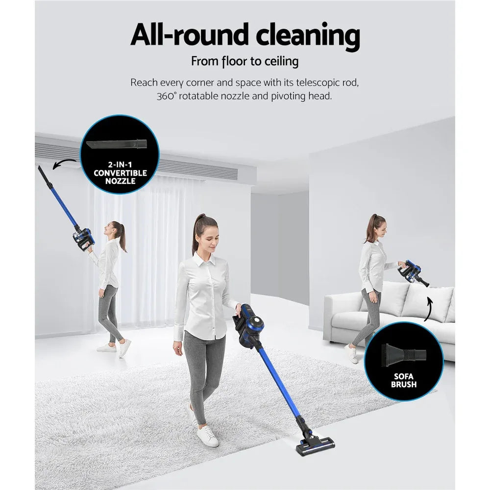 Devanti Stick Vacuum Cleaner Brushless Cordless 250W Blue - Mekamart Australia