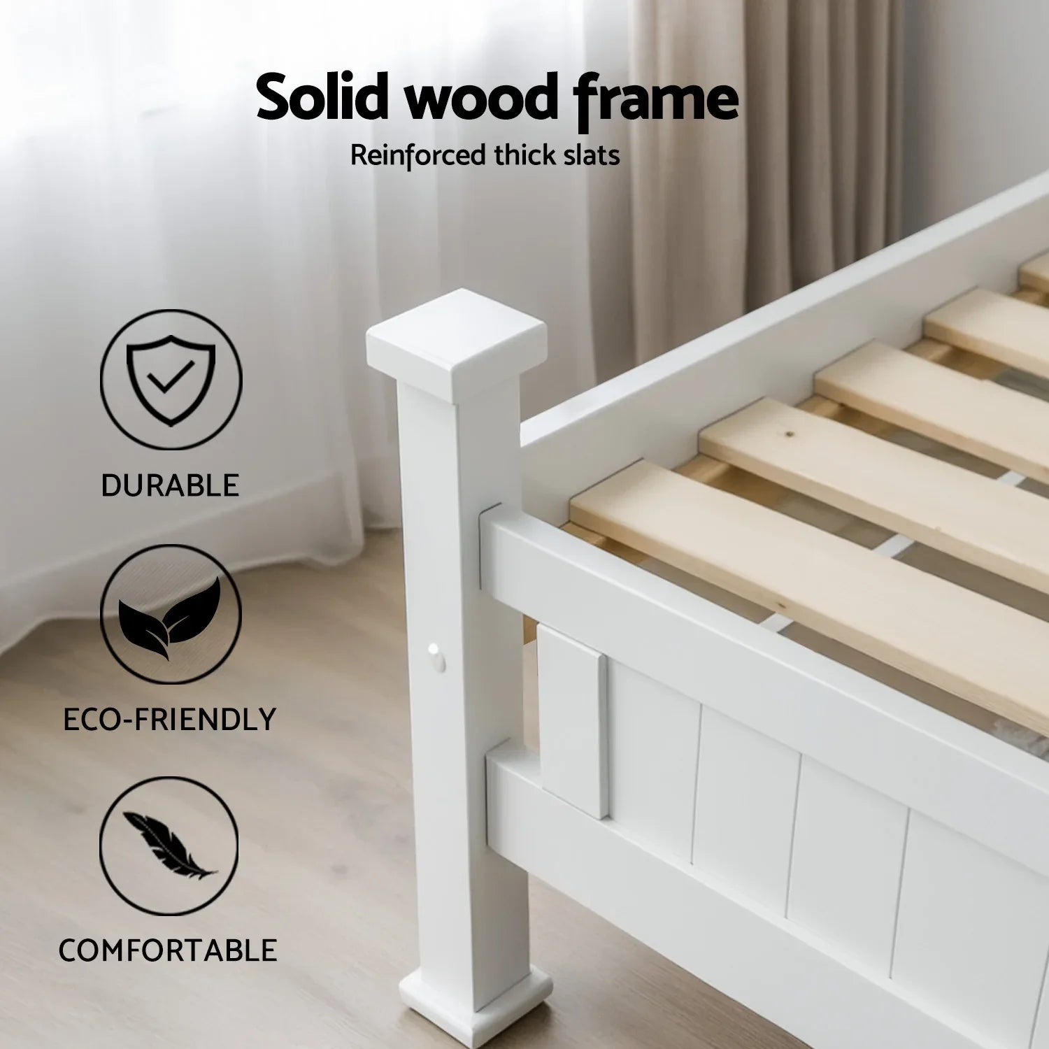 Artiss King Single Bed Frame and Bedside Table White - Mekamart Australia