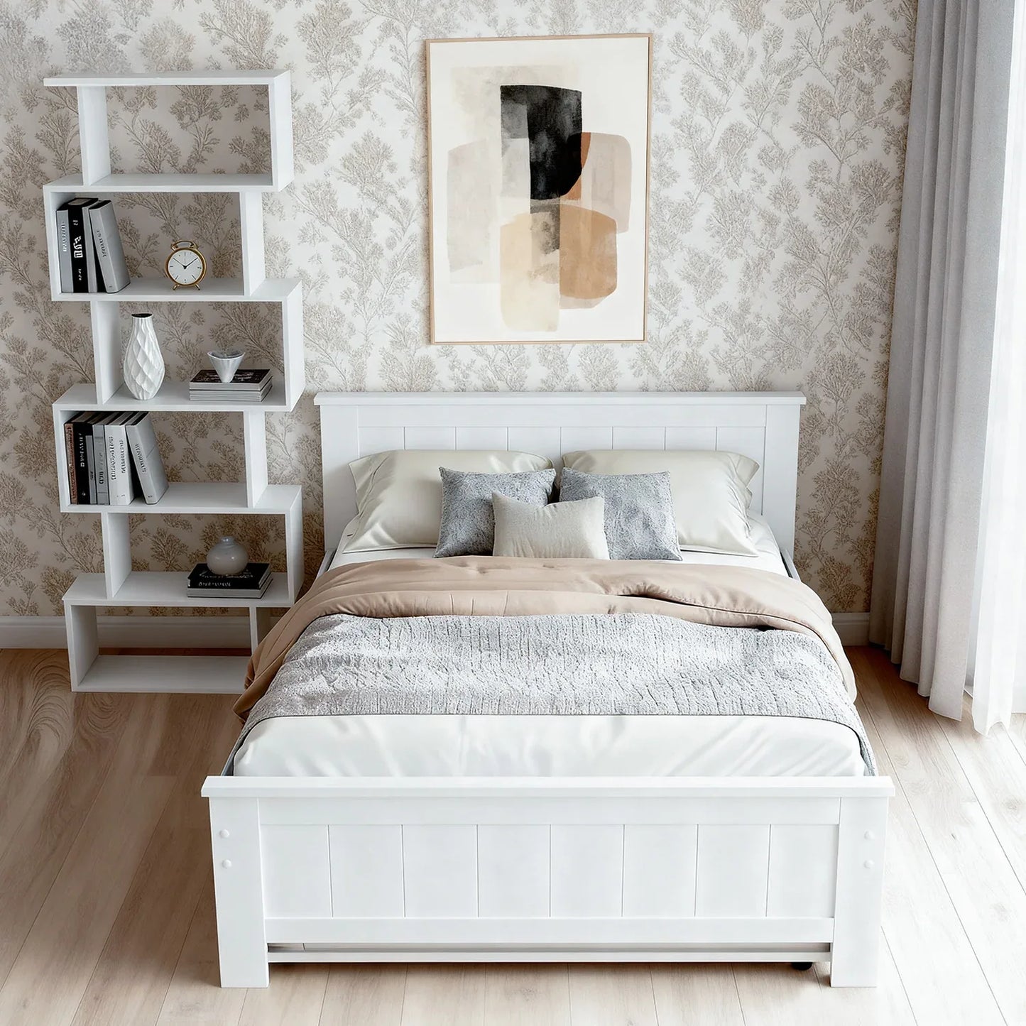 Artiss Bed Frame King Single and Bookshelf - Mekamart Australia
