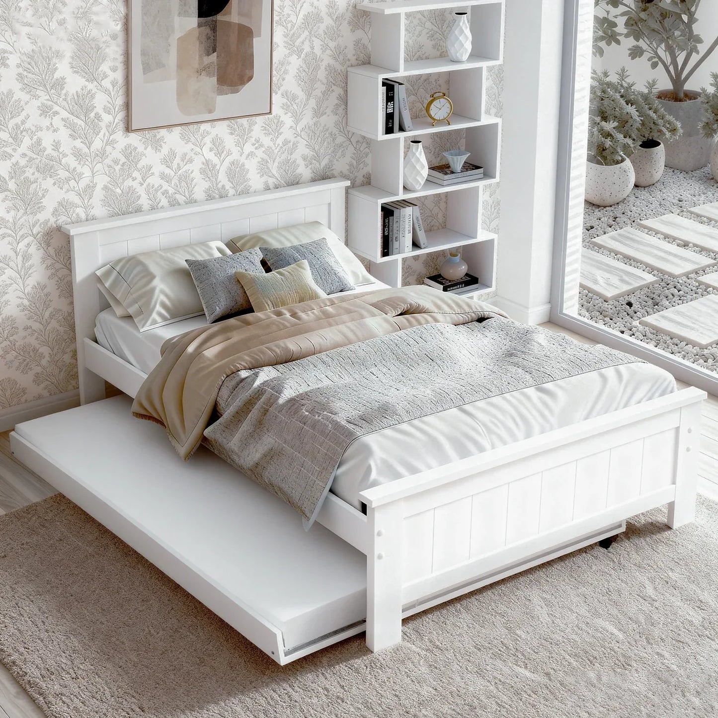 Artiss Bed Frame King Single and Bookshelf - Mekamart Australia