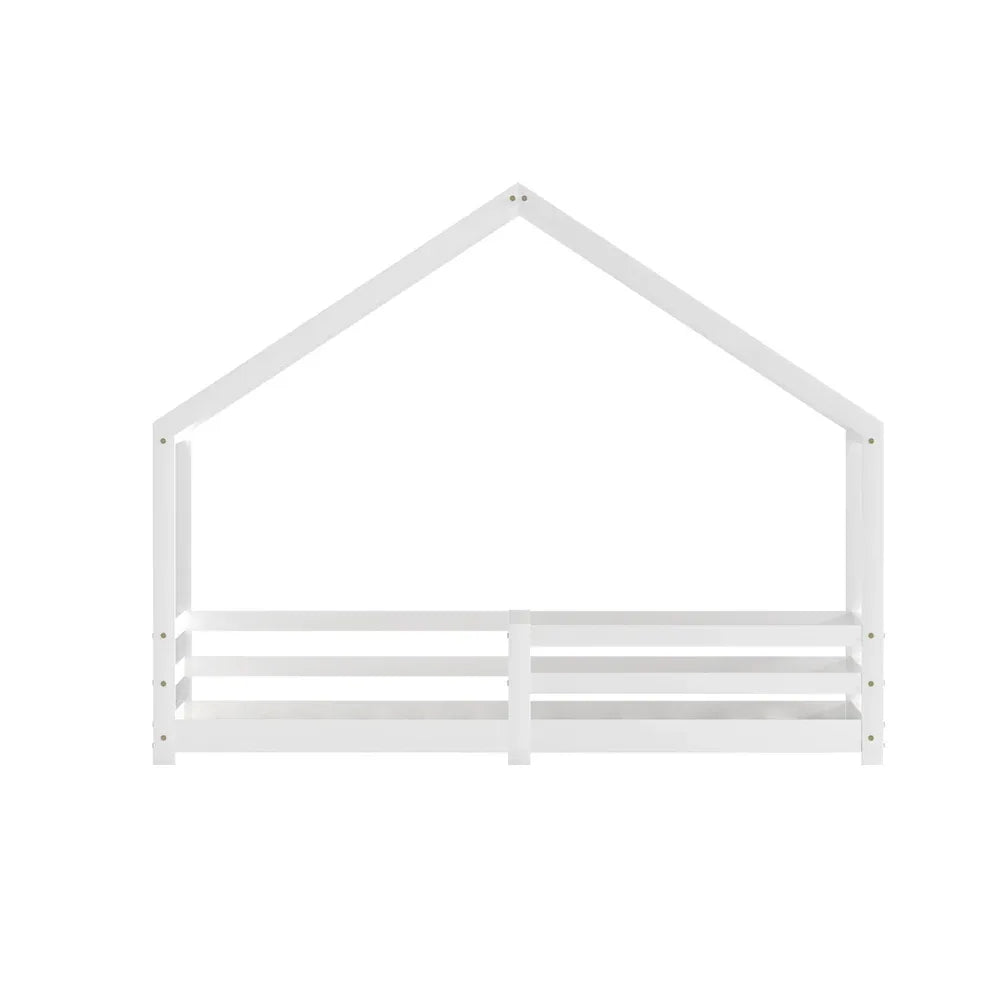 Artiss Bed Frame Wooden Kids Single House Frame White AMOS - Mekamart Australia