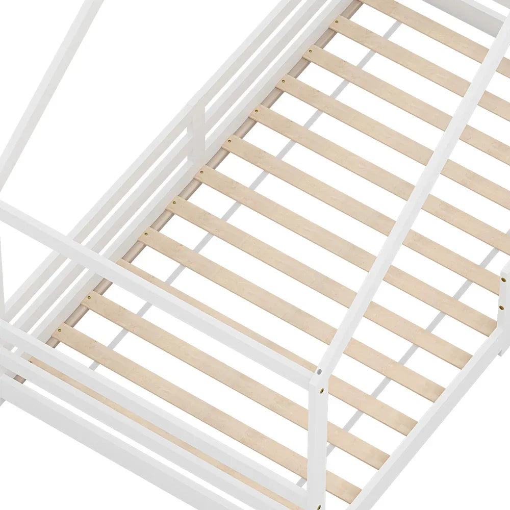 Artiss Bed Frame Wooden Kids Single House Frame White AMOS - Mekamart Australia