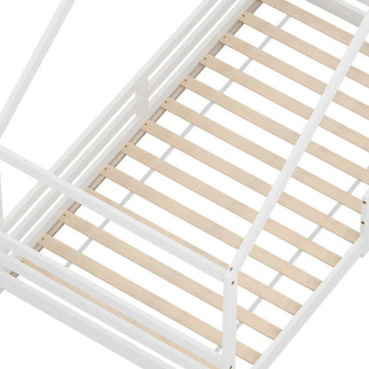Artiss Bed Frame Wooden Kids Single House Frame White AMOS - Mekamart Australia