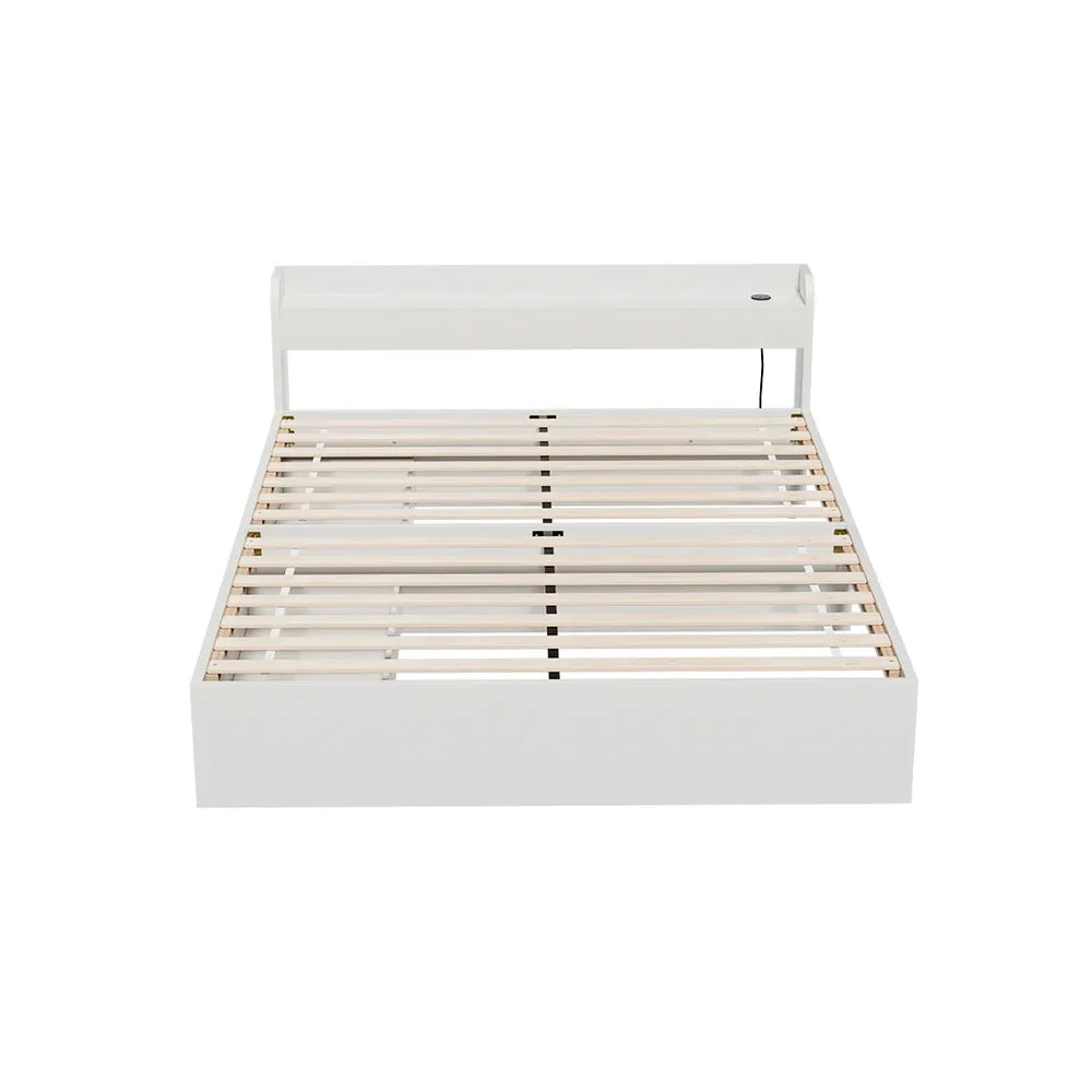 Artiss Bed Frame Queen Size Mattress Base wtih Charging Ports 2 Storage Drawers - Mekamart Australia