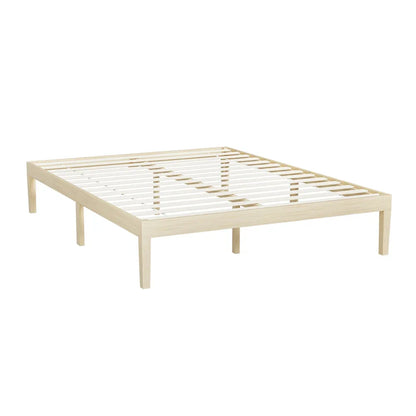 Artiss Bed Frame Queen Size Wooden Base Mattress Platform Timber Pine BRUNO - Mekamart Australia