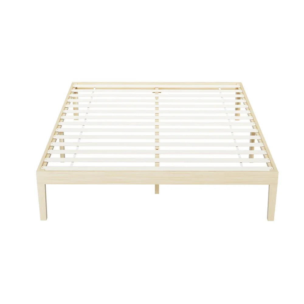 Artiss Bed Frame Queen Size Wooden Base Mattress Platform Timber Pine BRUNO - Mekamart Australia
