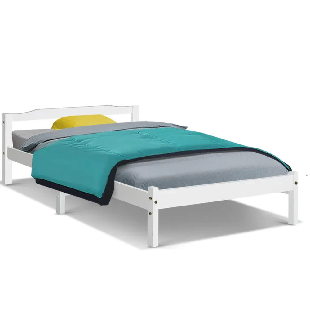 Artiss Bed Frame Single Size Wooden White LEXI - Mekamart Australia