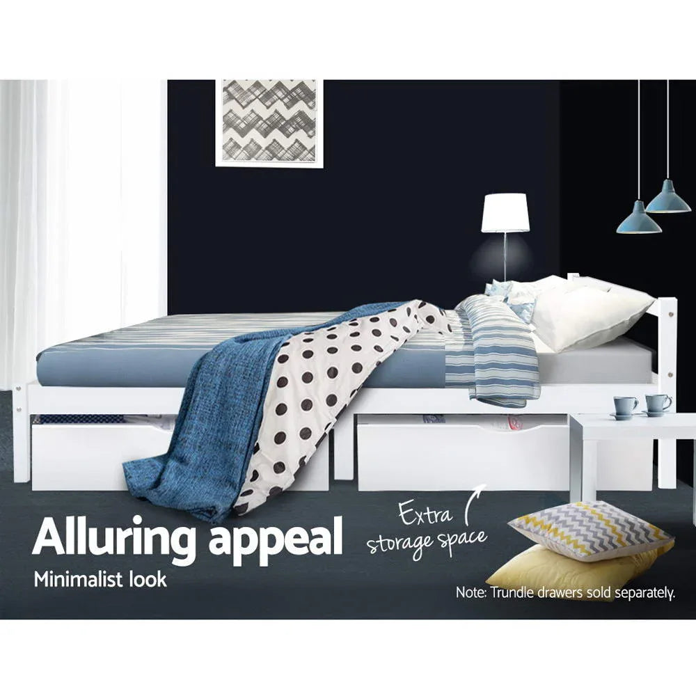 Artiss Bed Frame Single Size Wooden White LEXI - Mekamart Australia