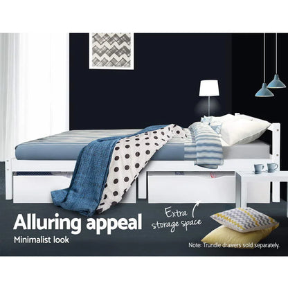 Artiss Bed Frame Single Size Wooden White LEXI - Mekamart Australia