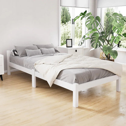 Artiss Bed Frame Single Size Wooden White LEXI - Mekamart Australia