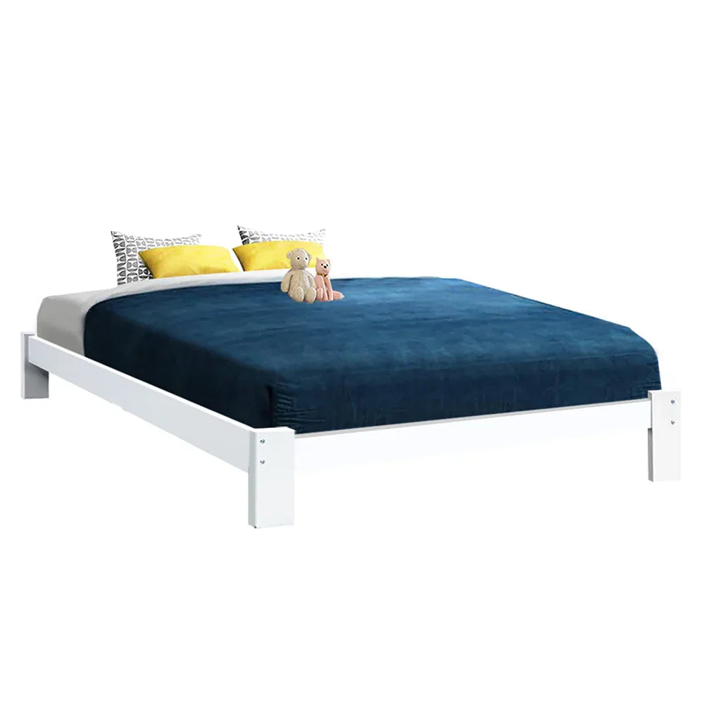 Artiss Bed Frame Queen Size Wooden White JADE - Mekamart Australia