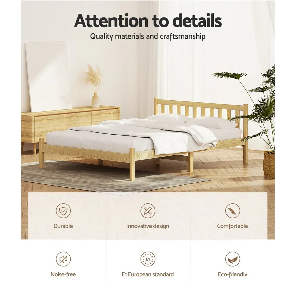 Artiss Bed Frame Double Size Wooden Oak SOFIE - Mekamart Australia