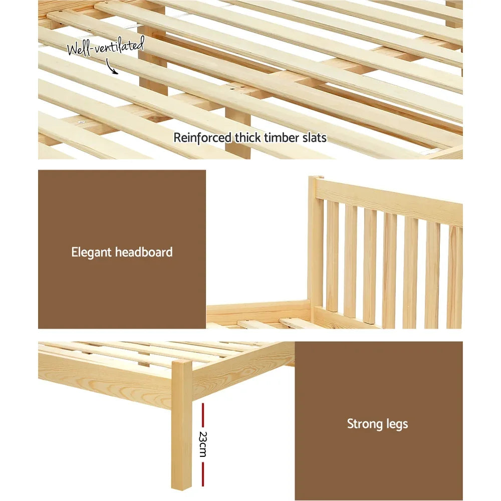 Artiss Bed Frame Double Size Wooden Oak SOFIE - Mekamart Australia