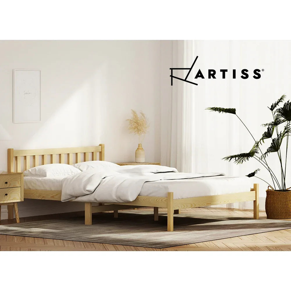 Artiss Bed Frame Double Size Wooden Oak SOFIE - Mekamart Australia