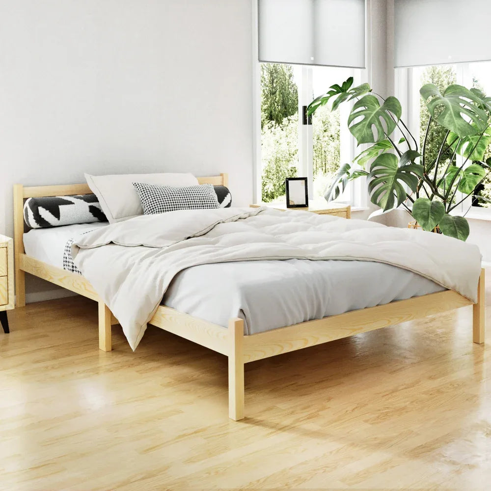 Artiss Bed Frame Double Size Wooden Oak SOFIE - Mekamart Australia